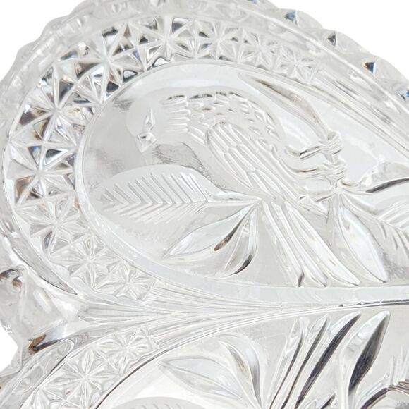 Vintage Hofbauer Byrdes Crystal Heart Dish: Lovebirds Design - Picture 5 of 6
